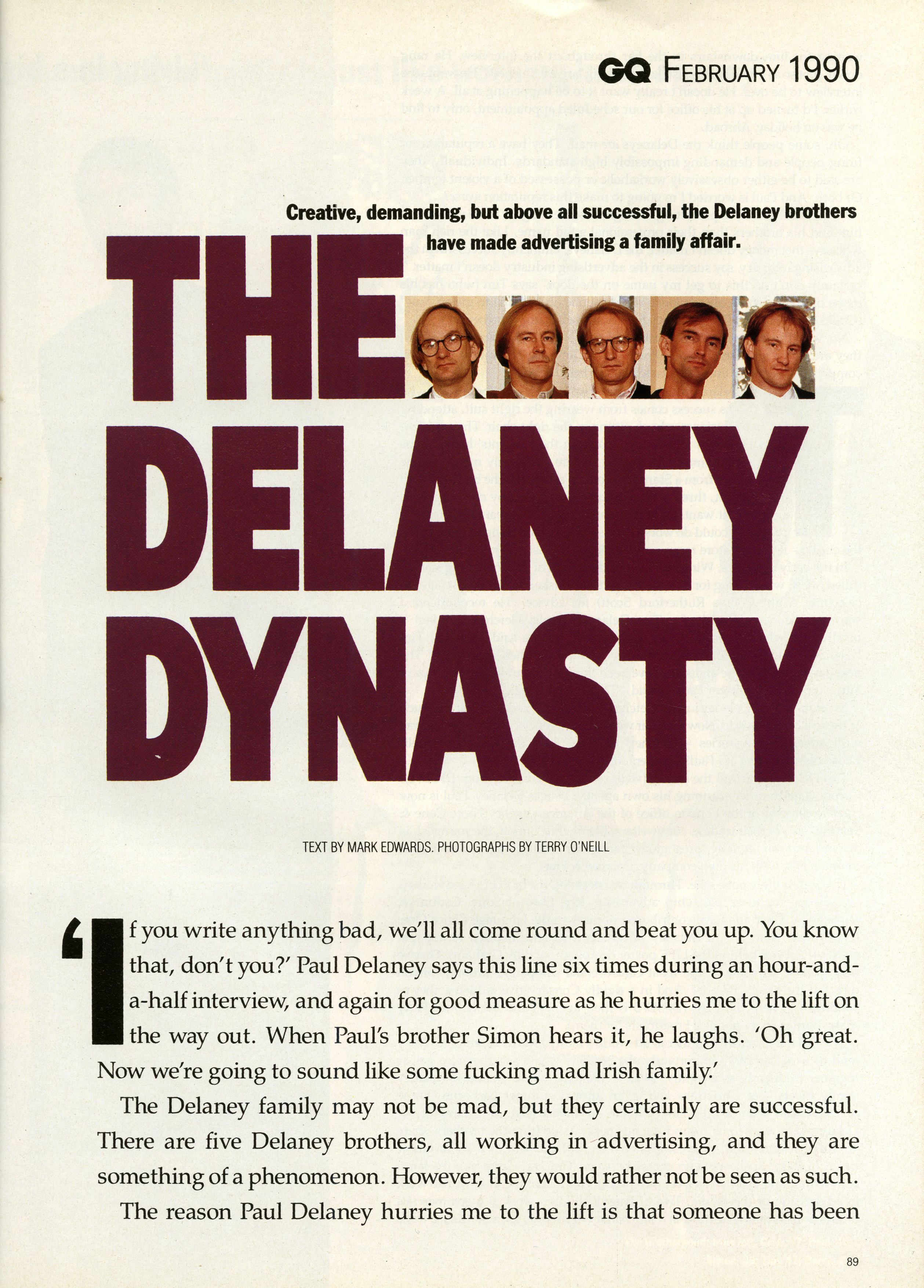 Tim Delaney, GQ 'The Delaneys, cover-01